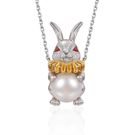 Rabbit With Ruff Necklace