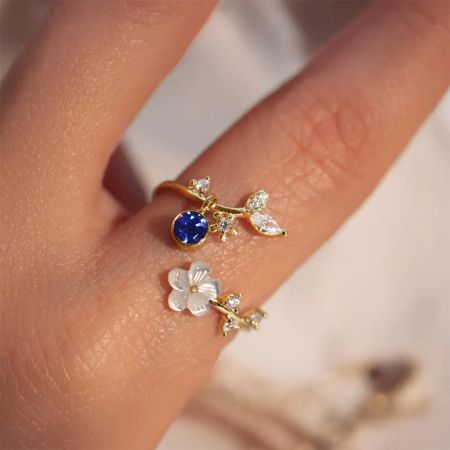 Flower Birthstones Ring