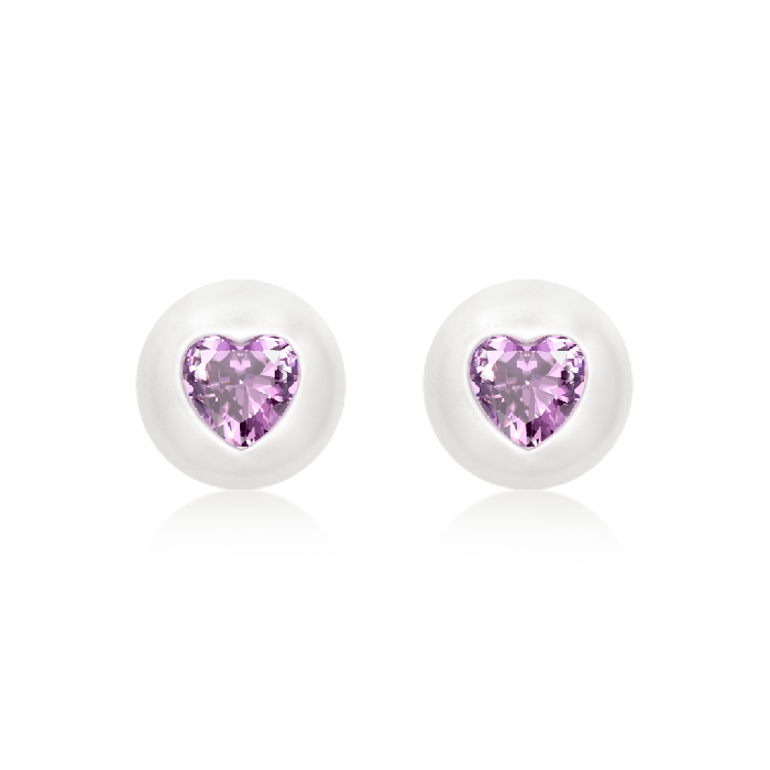 パールハート誕生石ピアス
