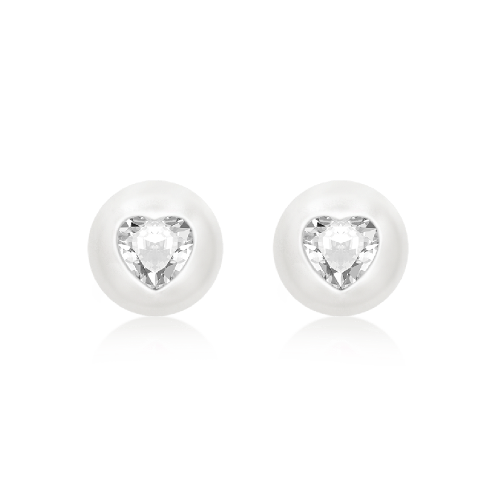 パールハート誕生石ピアス