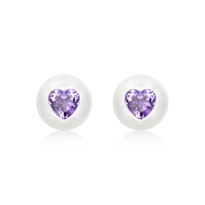 パールハート誕生石ピアス
