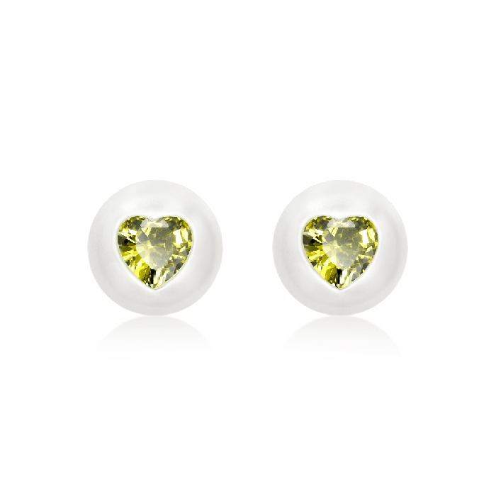 パールハート誕生石ピアス